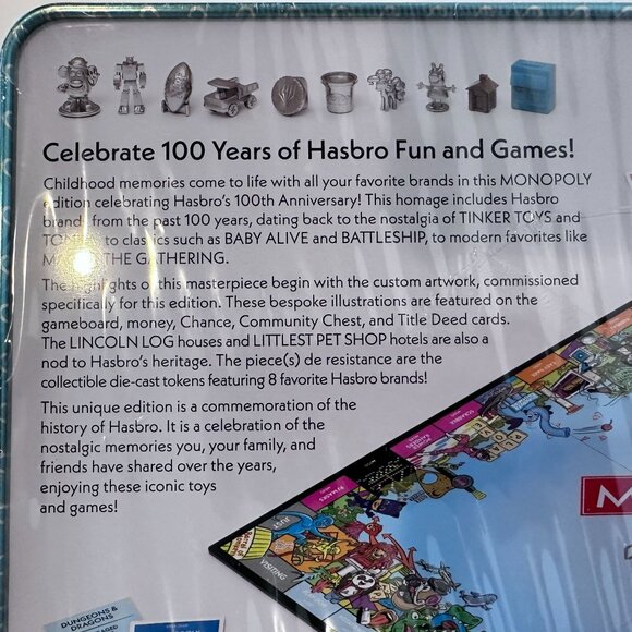 Monopoly 100 Years Of Hasbro Board‎ Game in 3D Raised Collectable Tin NEW SEALED - Picture 8 of 10